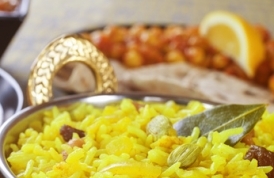 Indian-Style Rice with Cashews, Raisins and Turmeric